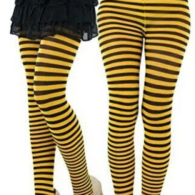 Women's Striped Tights One Size Black/Yellow