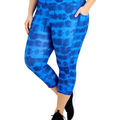 allbrand365 designer Womens Activewear Plus Size Tie-Dye Cropped Leggings,1X