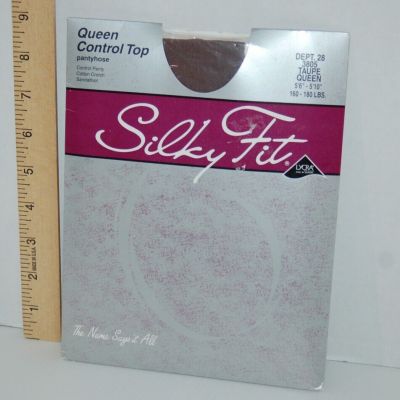 Vintage Silky Fit Queen Size Control Top Pantyhose Sandlefoot Taupe Fits a size