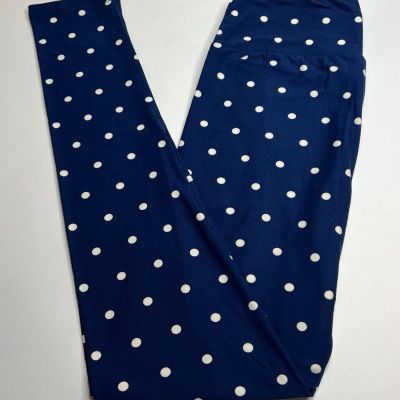 NEW Lularoe OS Leggings BLUE Navy SNOW Nautical Polka Dot BLIZZARD Traditional