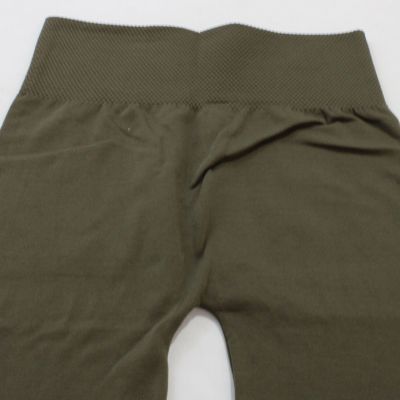 Sofra Women's Plus High-Waisted Full Length Leggings AC9 Olive Green Size Plus