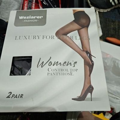 Weziarer Fashion Womens Control Panty Hose 2 Pair Black Size Sm B2
