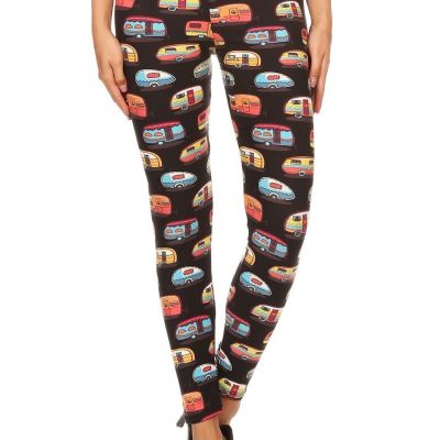 Multicolored Campers Printed, High Waisted Leggings In A Fit Style, With An