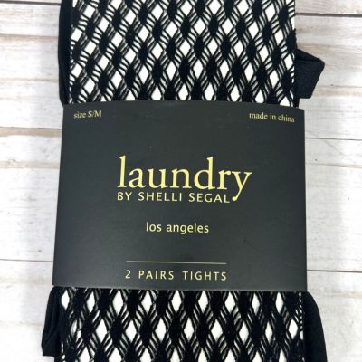 Shelli Segal Los Angeles Laundry 2 Pairs Tights Size S/M Black  NEW