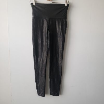 spanx faux leather leggings black size L