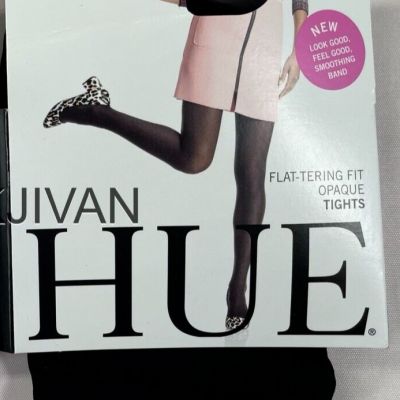 HUE Flat-tering Fit Opaque Black Tights sz 1 Women 100-150 lbs NEW TAG