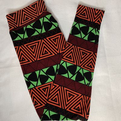 New Woman’s LuLaRoe Orange Lime Red Black Geo ?Pattern ?Leggings OS