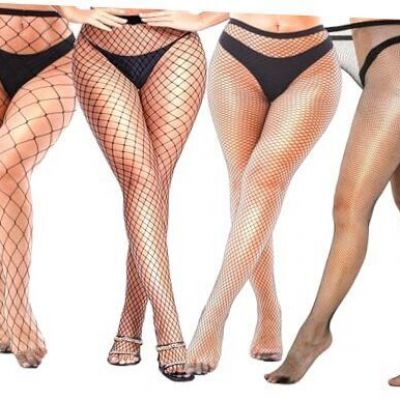 Plus Size Fishnet Tights Stockings X-Large-4X-Large Plus Black Lms Es Mesh 4