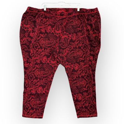 Catherines Active Legging Women Size 6X Red Paisley Stretch Pull On