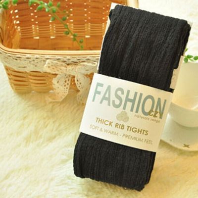 Yarn Knitted Footed Tights Warm Pantyhose Winter Stretch Stockings  Women