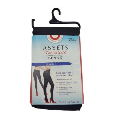 Spanx Assets Red Hot Label  Reversible Tights Size 5 Black/Dark Gray NWT