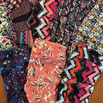 Lot of 8 Pairs LuLaRoe TC Leggings Tall And Curvy Butter Soft Geometric Patterns