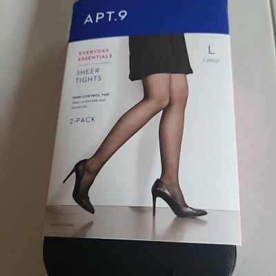 2 Pair Apt 9 Women’s Large  Tights Black New. Never Opened