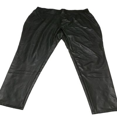 Ashley Stewart  Women’s Pants Size 26/28 Black Faux Leather Pull On Stretch