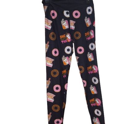 Donut Coffee Womens OS Leggings Pants She Wants The D