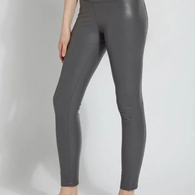 EUC L Women's Lysse New York Textured Leather Legging In Solid Charcoal