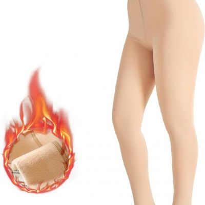 Women Fleece Lined Tights Fake Translucent High Waist Thermal Pantyhose