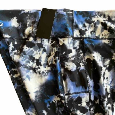 New Women’s Plus Size 1X LegEnd Leggings Blue Tie Dye Side Pockets