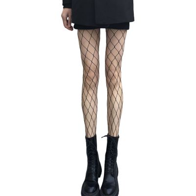 Club Stockings Fishnet Match Skirt Rhombus Ladies High Stockings High Elasticity