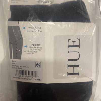 HUE Opaque Non Control Tights, Black, Size 1