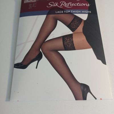 hanes silk reflections pantyhose Lace To Thigh HIGHS Barely ThereSIZE AB New