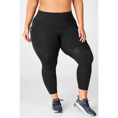 Fabletics Black Women's Plus Size Anywhere Motion365 Moto 7/8 Leggings - Size 1X