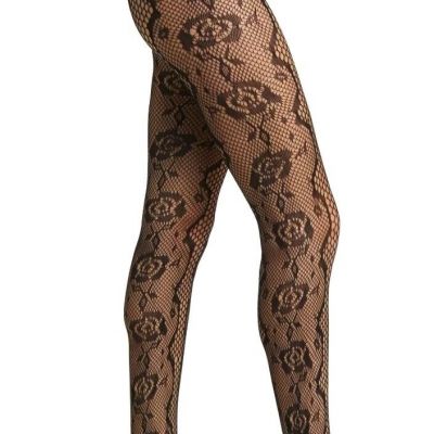 New Women's STEMS Black Squiggle Fishnet Tights  One Size