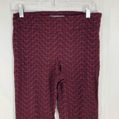 Erica Taylor Pull On Geometric Floral Maroon Leggings Pants Medium 28” Inseam