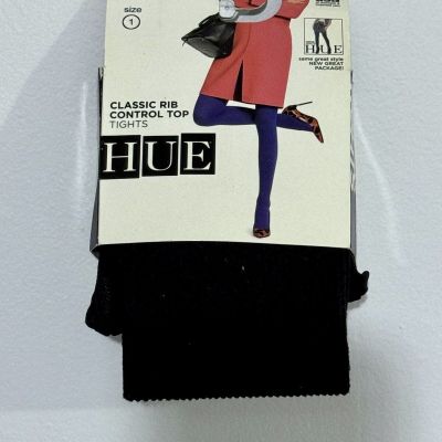 HUE Womens Classic Rib Control Top Tights Size 1 Black New