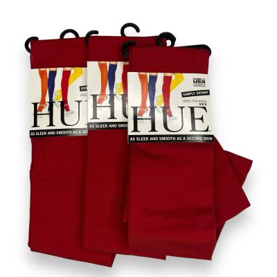 HUE Womens Deep Red Over The Knee Socks One Size Simply Skinny 3 Pairs New