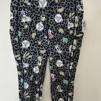 Torrid Disney Minnie Mouse Gray Leopard High Rise Crop Leggings Size 2XL