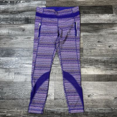 Lululemon Leggings Size 8 Striped Inspire Tight II Cropped Mesh Space Purple