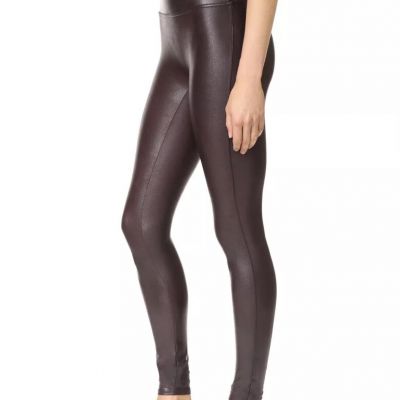 SPANX Burgundy Faux Leather Leggings Women’s Size Small High Waist