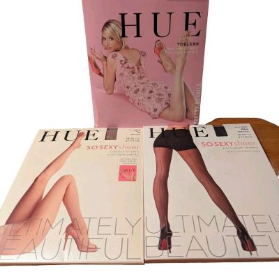 HUE SO SEXY SHEER OR TOELESS PANTYHOSE, SIZE  3--ITALY, USA ---YOUR CHOICE!