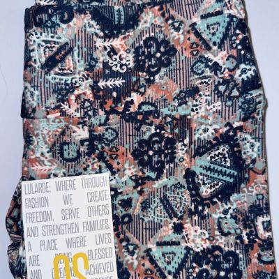 NEW LuLaRoe OS (2-10) Navy Blue Pink Peach White Geometric Leggings