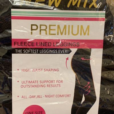 Set2 New Mix Fleece Lined One Size Plus Black Leggings New Display