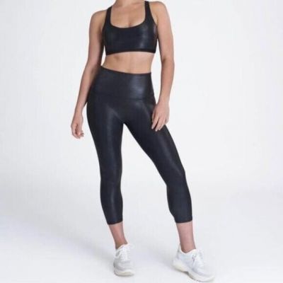 NWT SPANX Faux Leather High Rise Very Black Cropped Leggings Size 2X