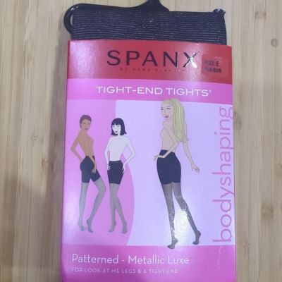 Spanx Body Shaping Tight-End Tights  Metallic Luxe Black Silver Size E