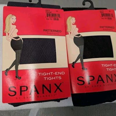 Lot Of 2 Spanx Tight End Body Shaping Tights Size C Patterned Charcoal And Black