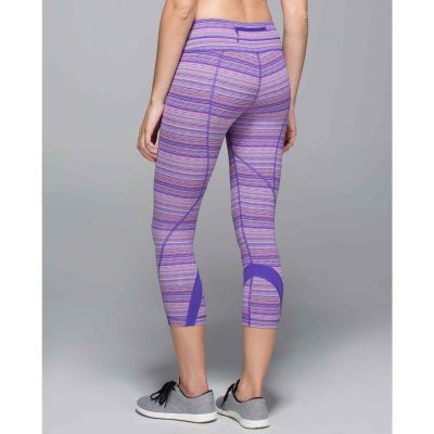 Lululemon Mid Rise Run Inspire Crop II Space Dye Twist Iris Flower Size 8