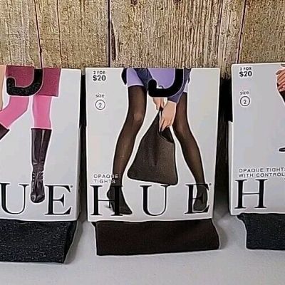 Lot of 5 pairs - HUE Women's Assorted Tights - Sz 2 (S/M) - New with tags