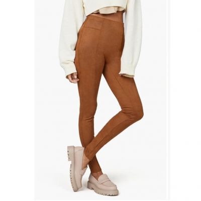 SPANX High Waist Faux Suede Leggings | Women Small, Rich Caramel Brown NWT