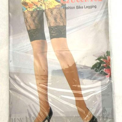 Black QueenTex Bike Footless Tights Sheer Fishnet Mesh Pantyhose OS S M L