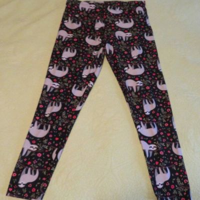 FABULEGS Floral SLOTH Print Soft LEGGINGS Ladies Sz XL Plus Stretch Black