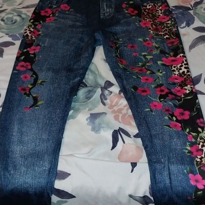 Sexy Women Denim Faux Slim Fit Leggings Size Medium