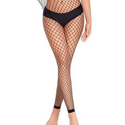 Fishnet Stockings Footless High Waist Fishnets Tights One Size Black-b2