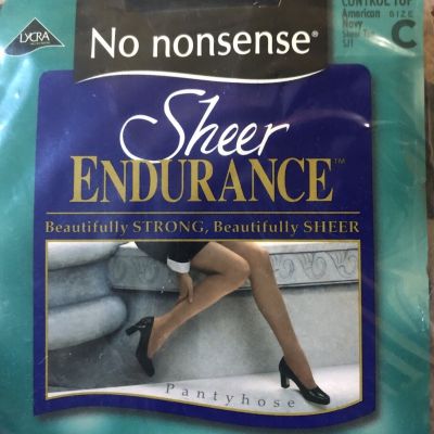 No Nonsense Sheer Endurance Control Pantyhose Nylons size C American Navy