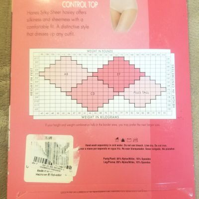 NEW Size AB Pantyhose Hanes Silky Sheer Control Top  Sandalfoot