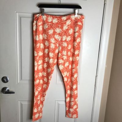 LuLaRoe Women's Disney Mickey Mouse Leggings Peach/Ivory NEW ~ Size TC2 (18+)