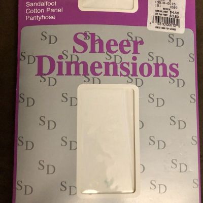 Catherines Sheer Dimensions White Control Top Sandalfoot Pantyhose Size B PLUS